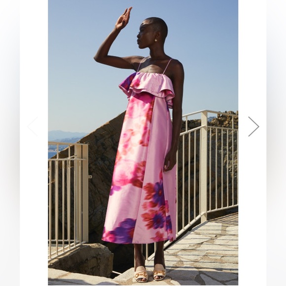 Bubble Slip Midi Dress in Fuchsia Floral - Picture 4 of 6